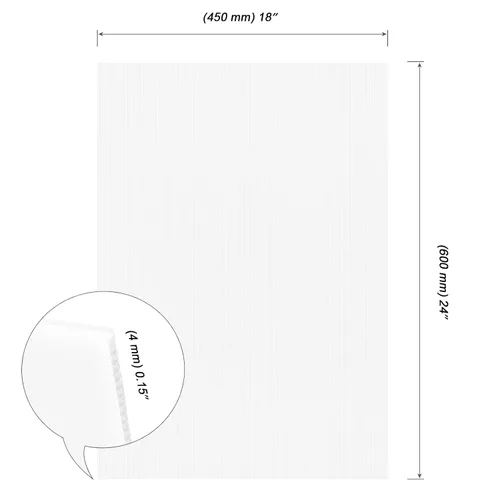 Miniatura 2 de MOUYAT Paquete de 15 hojas grandes de plástico corrugado blanco de 18 x 24 pulgadas, 5/32 pulgadas de grosor y 0.157 in de grosor, tablero en blanco
