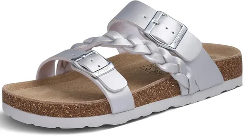 Miniatura 12 de KIDMI Sandalias con plantilla de corcho para mujer con soporte de arco, cómodas sandalias deslizantes con hebilla ajustable para el verano