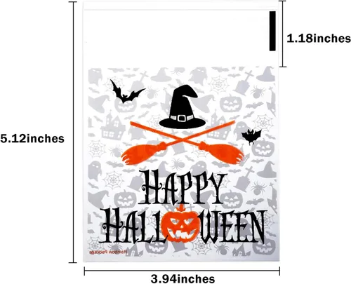 Miniatura 3 de 100 bolsas de golosinas de Halloween, bolsas transparentes autoadhesivas para caramelos, bolsas de plástico de celofán para galletas para recuerdos