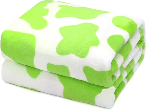 Miniatura 20 de HSEEC Manta de felpa azul con estampado de vaca, manta pequeña de franela de forro polar suave para sofá, 40 x 50 pulgadas