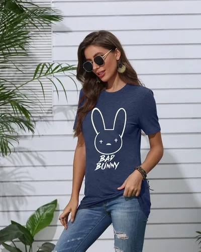 Miniatura 6 de Bad Bunny - Camiseta de Pascua para mujer, diseño divertido de conejo, para verano, vacaciones, hip hop, regalo
