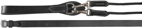 Miniatura 8 de Horze Sparta Nylon/Cuero Draw Riendas - Negro - Caballo
