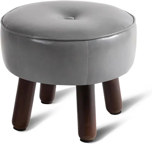 Miniatura 11 de oakvivo Taburete otomano pequeño de 13 pulgadas, reposapiés redondo de piel sintética para sofá, reposapiés debajo del escritorio, reposapiés