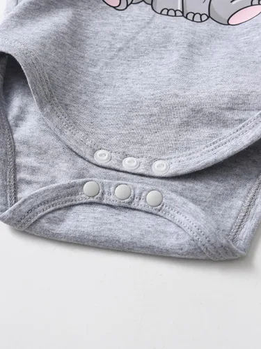 Miniatura 75 de Conjunto de 3 piezas de ropa de bebé recién nacido con estampado de manga larga + pantalones + sombrero