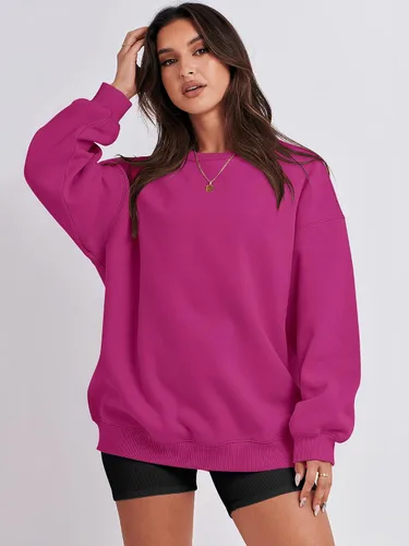 Miniatura 5 de ANRABESS Sudadera de gran tamaño para mujer, con cuello redondo, estilo Y2K, sudadera con capucha de forro polar, cómoda, camiseta informal, ropa