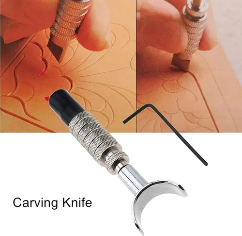 Miniatura 3 de KLLsmDesign Juego de traje de trabajo de cuero para manualidades incluye patrón de alfabeto digital, herramientas de punteado, cuchillo giratorio