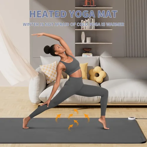 Miniatura 2 de Esterilla de yoga de calefacción con sistema de calentamiento rápido, tapete antideslizante extra grande de 72 x 27 pulgadas, material de doble capa