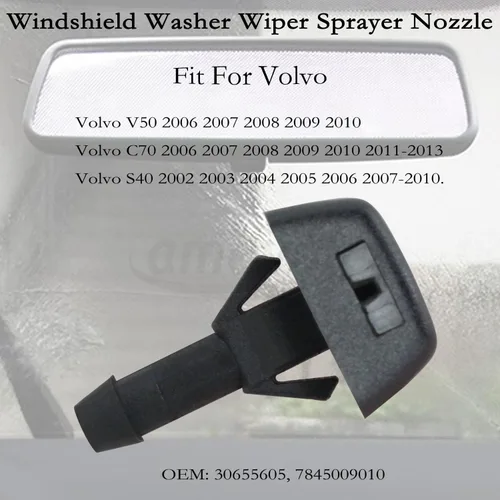 Miniatura 3 de 2 piezas de repuesto de boquilla de limpiaparabrisas para Volvo. OEM: 30655605, 7845009010. Negro