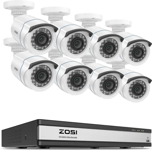 Miniatura 13 de ZOSI - 4 Pack 2MP 1080p HD-TVI Cámara de seguridad para el hogar, para exteriores e interiores, 1920TVL, 36 ledes, visión nocturna, cámara bala CCTV