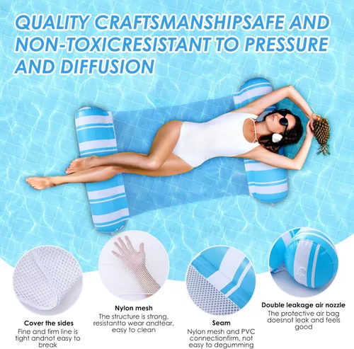 Miniatura 2 de Pool Float Adults 4-in-1 Water Hammock Float,Saddle, Drifter,Lounger Inflatable Pool Floats for Swimming Pool, Beach, Hammock Pool Float Azul + verde
