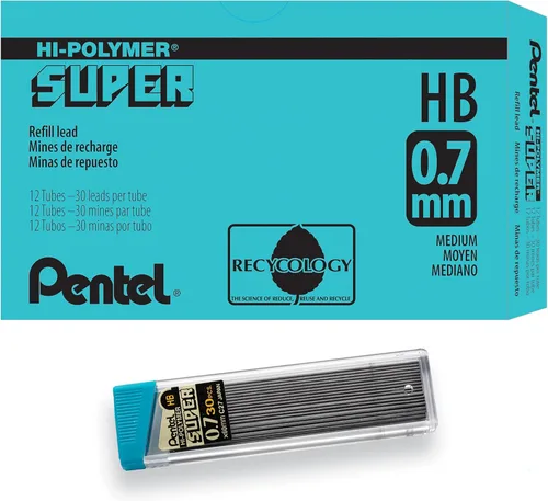 Miniatura 18 de Pentel Super Hi-Polymer repuesto de mina, 3/100 pulgadas, Gris