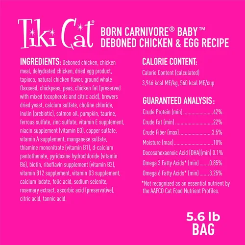 Miniatura 4 de Tiki Cat Born Carnivore Baby, alto en proteínas y sin granos, alimento seco completo y equilibrado para gatos para gatitos de 6 semanas en adelante