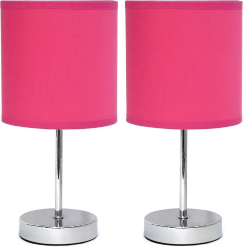 Miniatura 15 de Simple Designs LT2007-HPK-LB Lámpara de mesa básica cromada para sala de estar, mesita de noche, escritorio, encimera, rosa intenso, con bombilla
