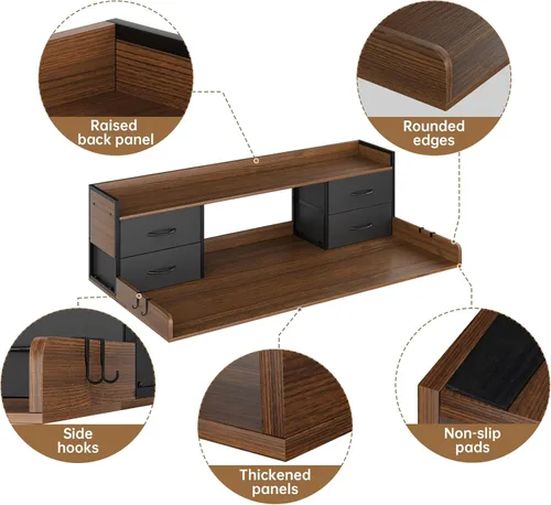 Miniatura 2 de Encimera para Lavadora y Secadora de 4 Cajones con Estante, 27.5" P x 54" A, Superficie Superior para Lavandería con Barandillas de 3.54" de Alto