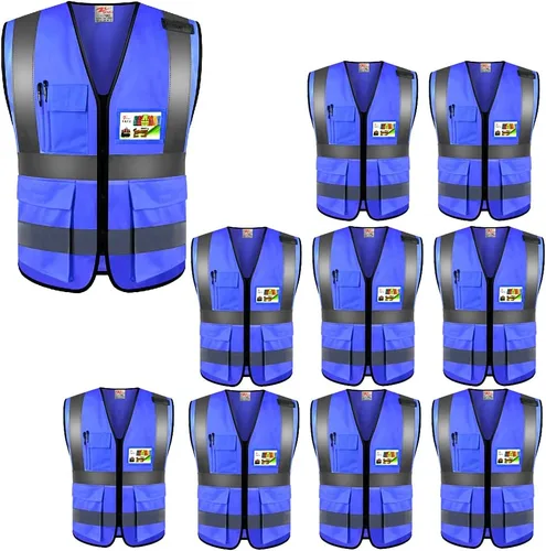 Miniatura 6 de zojo Chalecos de seguridad de alta visibilidad con bolsillos, para trabajos al aire libre, ciclismo, correr, caminar, deportes, se adapta a hombres