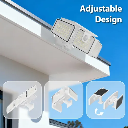 Miniatura 3 de INCX 156 luces LED solares de movimiento para exteriores, paquete de 2, 3 cabezales de luces solares de seguridad con sensor de movimiento IP65