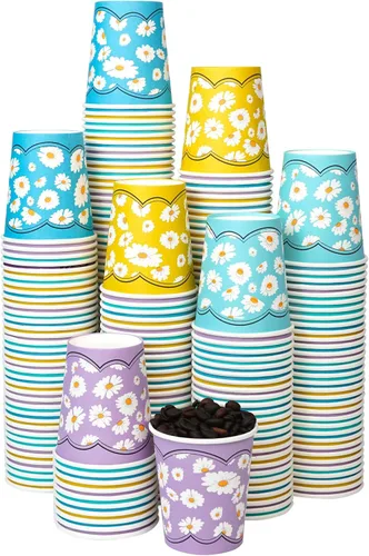 Paquete de 500 vasos de papel desechables de 5 onzas, coloridos vasos pequeños para enjuague bucal, para fiestas, pícnics, barbacoas, viajes y