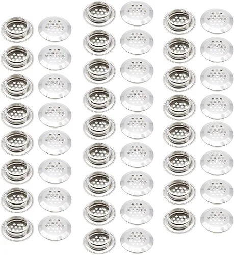 Miniatura 8 de 50 rejillas de ventilación circulares de 0.748 in de acero inoxidable de ventilación redonda de malla de ventilación para cocina, baño, armario