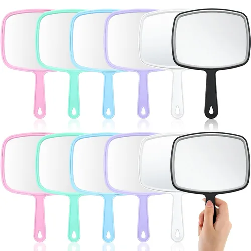 Miniatura 14 de Geetery 12 espejos de mano con asas, espejos de maquillaje de mano, montaje de pared a granel para mujeres, cosméticos, baño, hogar, peluquería