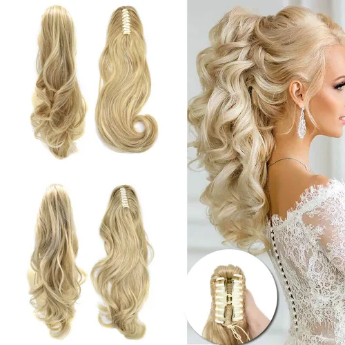 Miniatura 11 de LYRICAL HAIR Extensión de cola de caballo sintética para mujer, con cordón ajustable, pinza de mandíbula, larga, rizada, ondulada, extensión de cola