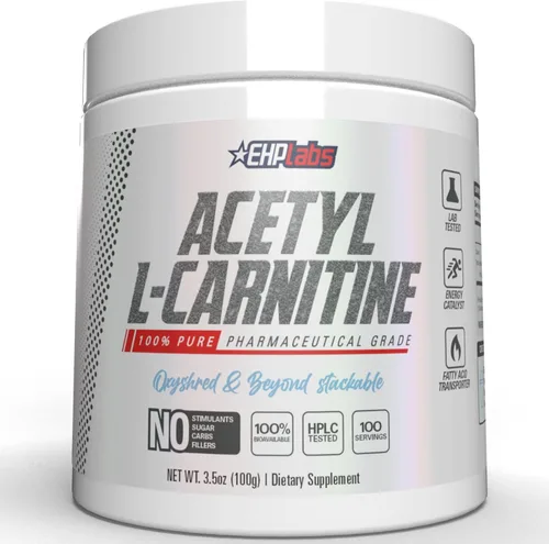 EHP Labs Polvo de acetil L carnitina – Apoya la producción de energía natural, ayuda en la función saludable del cerebro, apoya la salud del