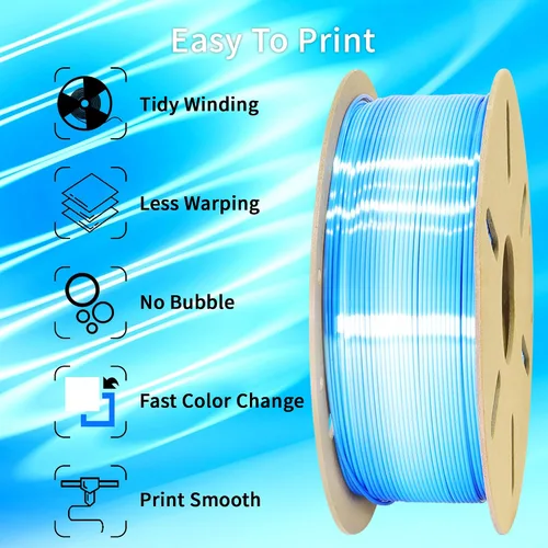 Miniatura 21 de Bblife - Filamento PLA multicolor de arcoíris, brillante, cambia rápidamente de color y tiene un efecto sedoso, material para impresión 3D, 2.2