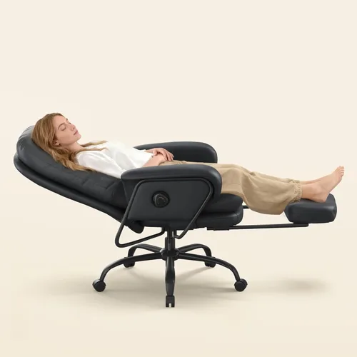 Miniatura 12 de FLEXISPOT Tumbona 2 en 1 para interiores con ruedas, reposapiés reclinable de 90-165°, sillas de oficina en casa para sala de estar, dormitorio
