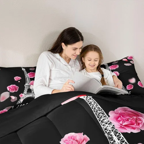 Miniatura 85 de Erosebridal Juego de ropa de cama de princesa de ballet, tamaño Queen, juego de edredón de 3 piezas para niñas bailarinas de ballet, lindo juego