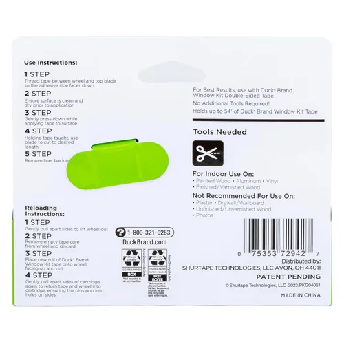 Miniatura 2 de Duck Brand Cinta para kit de ventana con dispensador recargable, cinta de doble cara con fuerte adhesión para uso con cinta de aislamiento