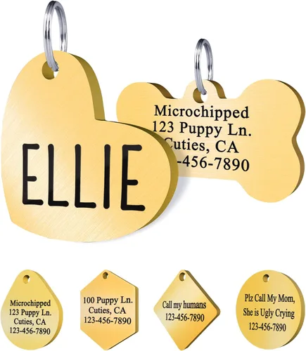 Ultra Joys Etiquetas de identificación personalizadas de perros y gatos para mascotas, etiquetas de identificación personalizadas en la parte