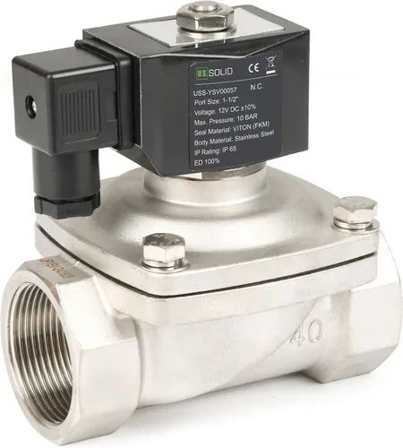 Miniatura 17 de U.S. Solid Válvula solenoide de latón de 1/2" - 12V DC, normalmente cerrada, válvula eléctrica de 10 bar para agua, aire, diésel