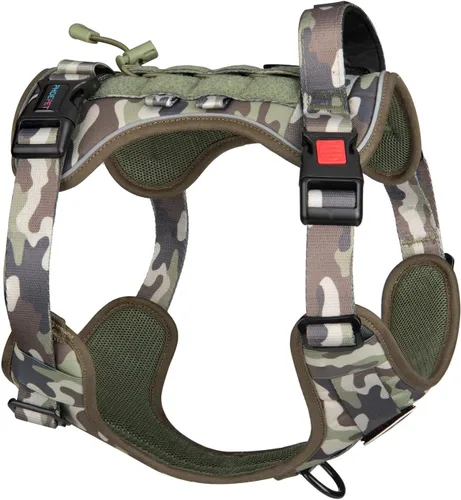 Miniatura 8 de PHOEPET Arnés táctico sin tirones para perro, chaleco de servicio con paneles Molle y bucle, fácil control con asa para perros pequeños (negro, S)