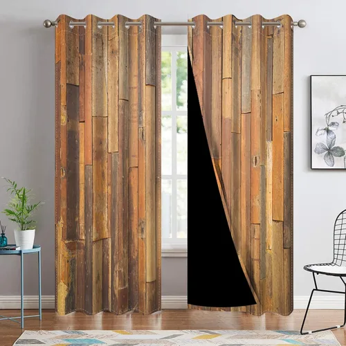 Miniatura 26 de Cortinas rústicas para ventana de puerta de granero, puerta de madera gris, puerta de garaje, tratamiento de ventana para sala de estar, dormitorio