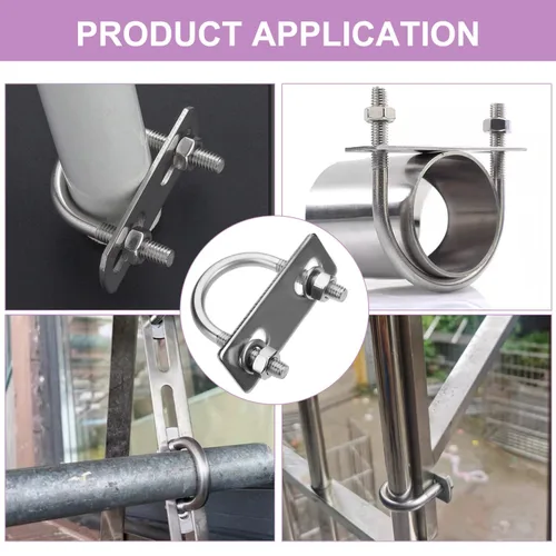 Miniatura 8 de Bettomshin 10 pernos en U 304SS, 2.36 pulgadas (2.362 in) de ancho x 1.18 pulgadas de longitud de rosca, pernos en U curvados redondos M6 w