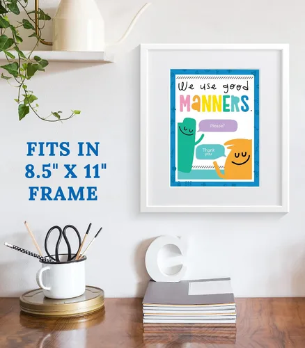 Miniatura 6 de Carson Dellosa - Juego de 14 pósteres de 14 piezas con reglas de aula, arte de pared motivacional de 8.5 x 11 pulgadas con afirmaciones positivas