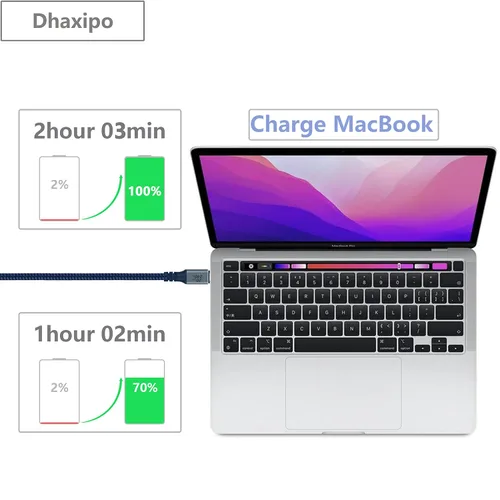 Miniatura 2 de Cable USB C 3.2 Gen 2, 6.6 pies 20 Gbps de transferencia de datos 4K de salida de video cable para monitor, carga rápida PD de 240 W para iPhone