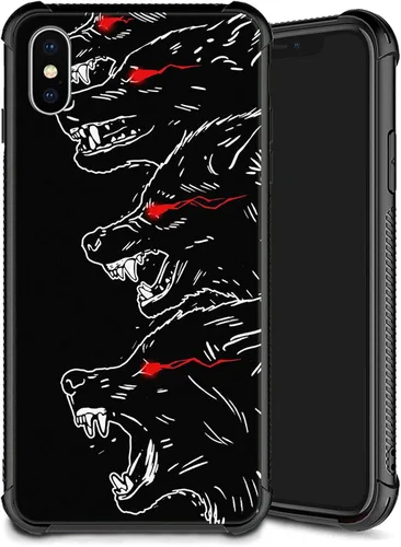 Funda compatible con iPhone Xs, diseño de plexiglás X para niños y hombres, diseño de lobo malo, a prueba de golpes, antiarañazos, para iPhone X/Xs