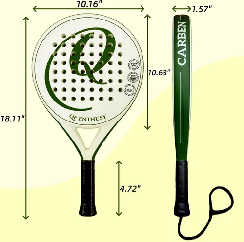 Miniatura 9 de Padel Racket, Carbon Fiber Surface Padel Racquet, Lightweight, Ideal for Training/Matches Verde