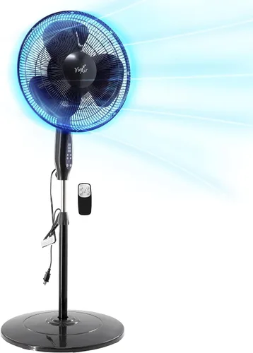 Miniatura 9 de Vie Air Ventilador de soporte oscilante de 3 velocidades de 16 pulgadas con temporizador de 7.5 horas, 1400 RMS y control remoto (blanco)