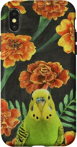 Miniatura 5 de iPhone XS Max Parakeet Budgie Orange Yellow Marigolds Flower Pattern Case