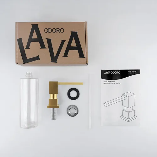 Miniatura 8 de Lava Odoro Dispensador de jabón para fregadero de cocina, dispensador de jabón dorado para fregadero, moderno y cuadrado integrado para fregadero