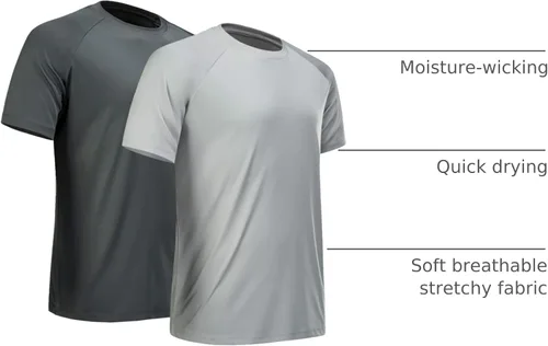 Miniatura 20 de Camisetas de entrenamiento para hombre, de manga corta, de secado rápido, atlético, gimnasio, activo, absorbe la humedad