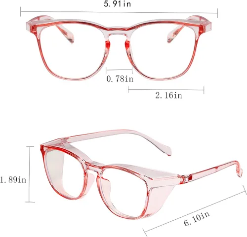 Miniatura 6 de Gafas de seguridad para hombres, mujeres, enfermeras, antivaho y a la moda, cómodas, con escudos laterales, protección ocular para adultos Rosa claro