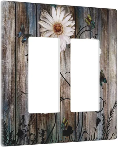 Miniatura 63 de Placas de pared de eucalipto verde de una sola palanca, estilo rústico, cubierta de interruptor de luz de 1 cuadrilla, hojas de árbol, cubiertas