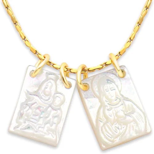 Collar con Escapulario Católico - Escapulario de la Virgen del Carmen - Colgante de la Virgen María - Joyería de Escapularios Católicos -