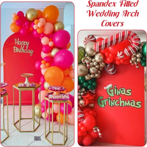 Miniatura 6 de Cubierta de arco de boda ajustable de elastano de 7.2 pies, cubierta de fondo de arco rojo con parte superior redonda para boda, fiesta