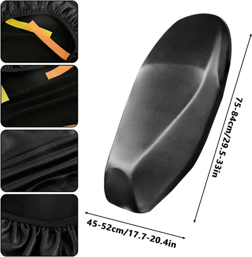 Miniatura 2 de Funda de asiento de motocicleta, protector universal de asiento de motocicleta, cojín elástico de piel sintética impermeable, cubierta completa