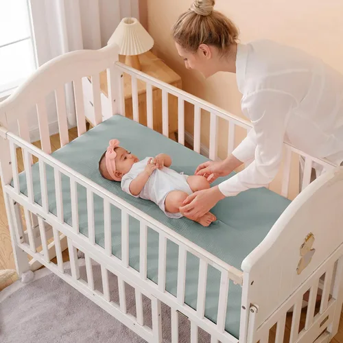 Miniatura 7 de Sábanas de muselina para cuna, para niños y niñas, sábana bajera neutra para cuna estándar y colchón de niño pequeño, suave y transpirable, 28 x 52
