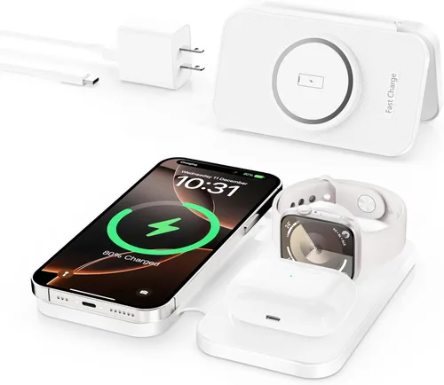 Miniatura 9 de Estación de carga rápida inalámbrica inalámbrica portátil 2026, cargador magnético 3 en 1 para iPhone 17 16 15 14 13 12 Pro Max Plus, Apple Watch