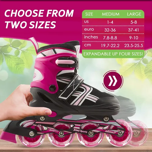 Miniatura 3 de Xino Sports Patines en línea para niños y niñas – Patines ajustables con ruedas iluminadas LED – Patines juveniles para interiores y exteriores